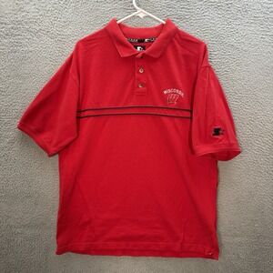 Vintage Wisconsin Badgers Shirt Adult Large Red Polo NCAA College Sports 90s Y2K